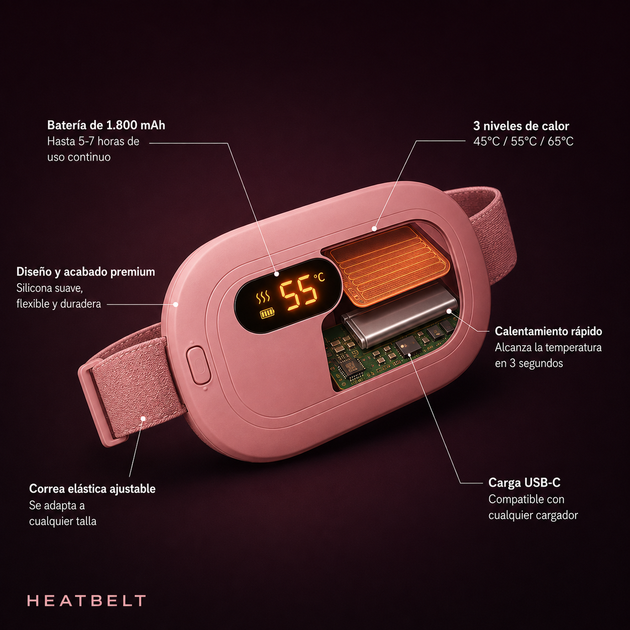 HeatBelt — Cinturón de Calor Terapéutico Portátil