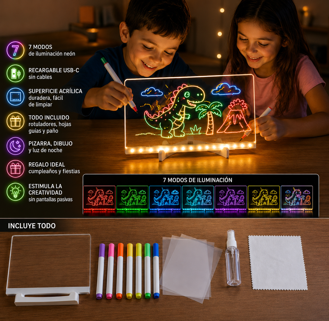 Pizarra Magica 20cm X 30cm Luz Led usb
