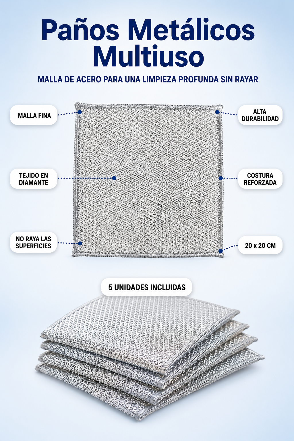 Pack x2 Crema Limpiadora Multiuso + 5 Paños Metálicos de Regalo